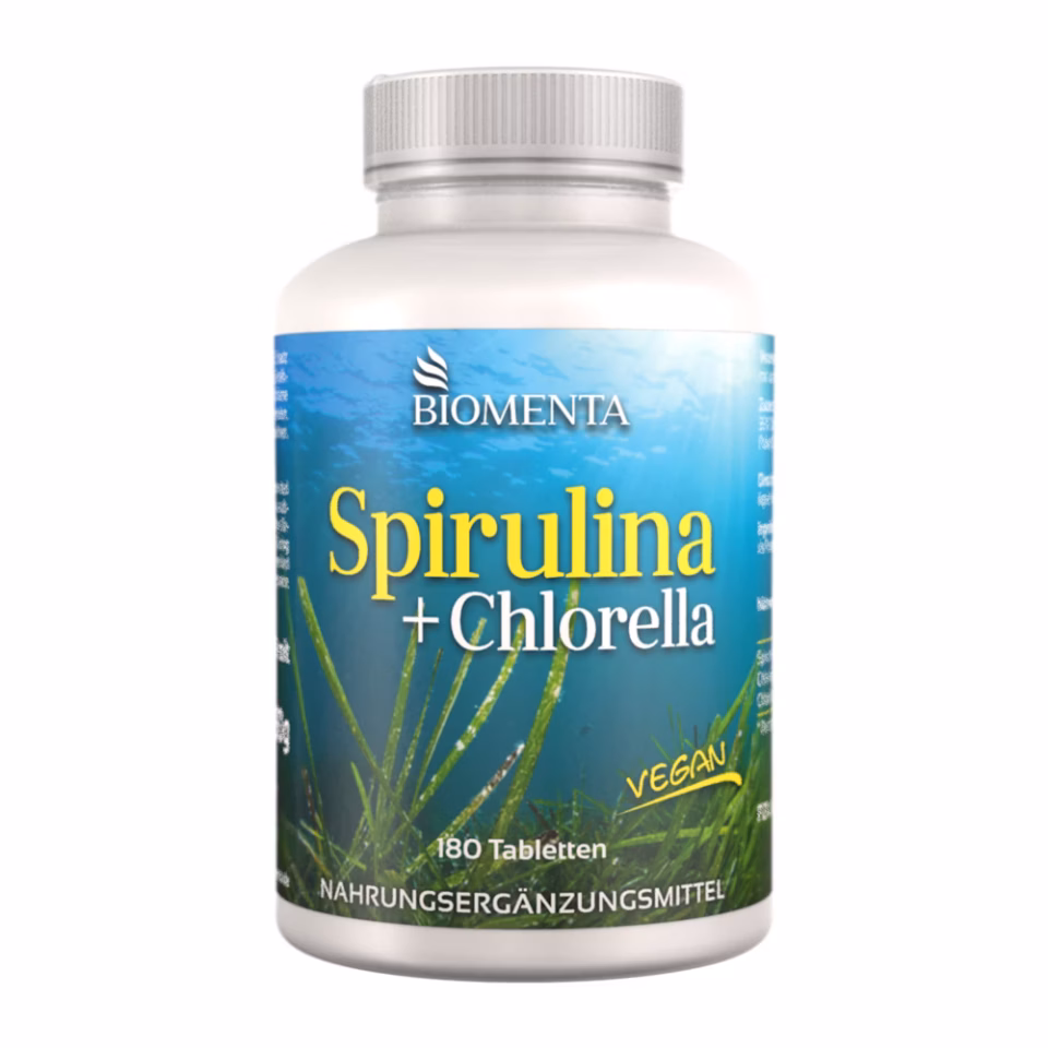 BIOMENTA Spirulina + Chlorella – 180 Tabletten – vegan