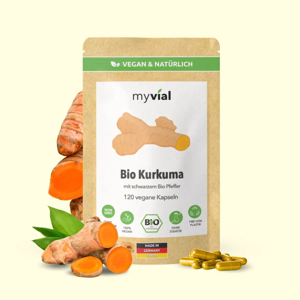 Bio Kurkuma Kapseln mit schwarzem bio Pfeffer, Myvial