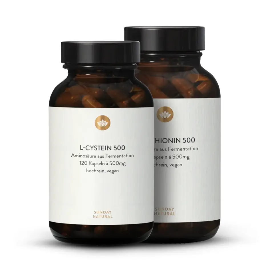 cystein + methionin set aus fermentation, vegan, nahrungsergänzungsmittel gegen allergie