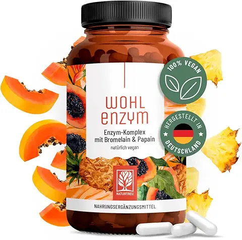 Wohlenzym Enzym komplex mit 800mg bromelain (5000 f.i.p), papain, rutin ananas & papaya